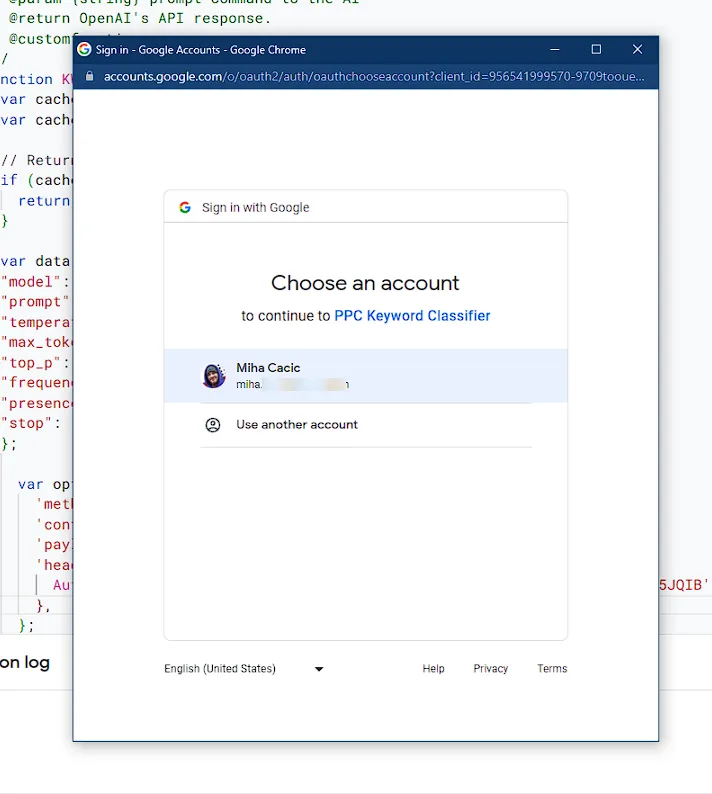 Google Sheets authorization flow
