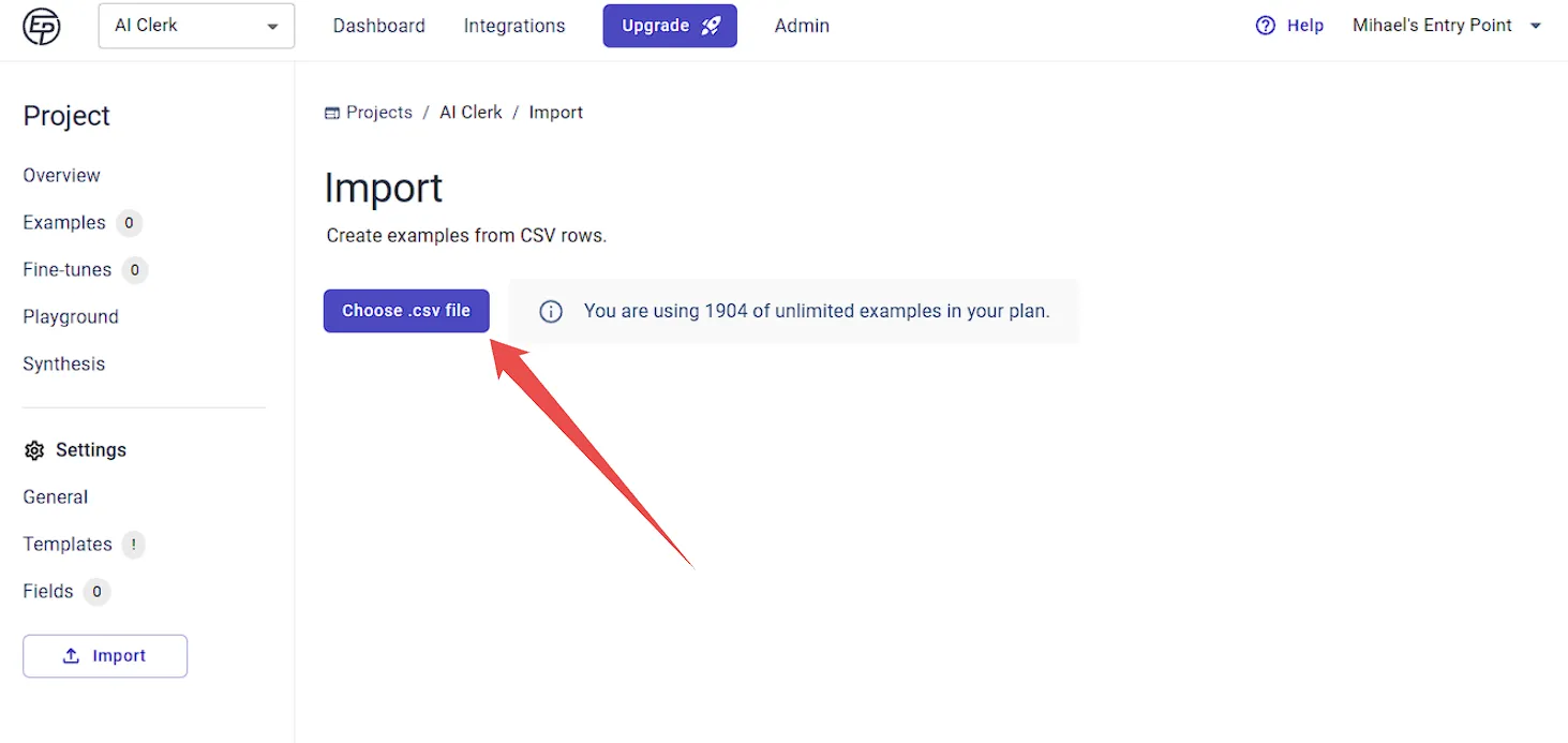 Import CSV Training Dataset