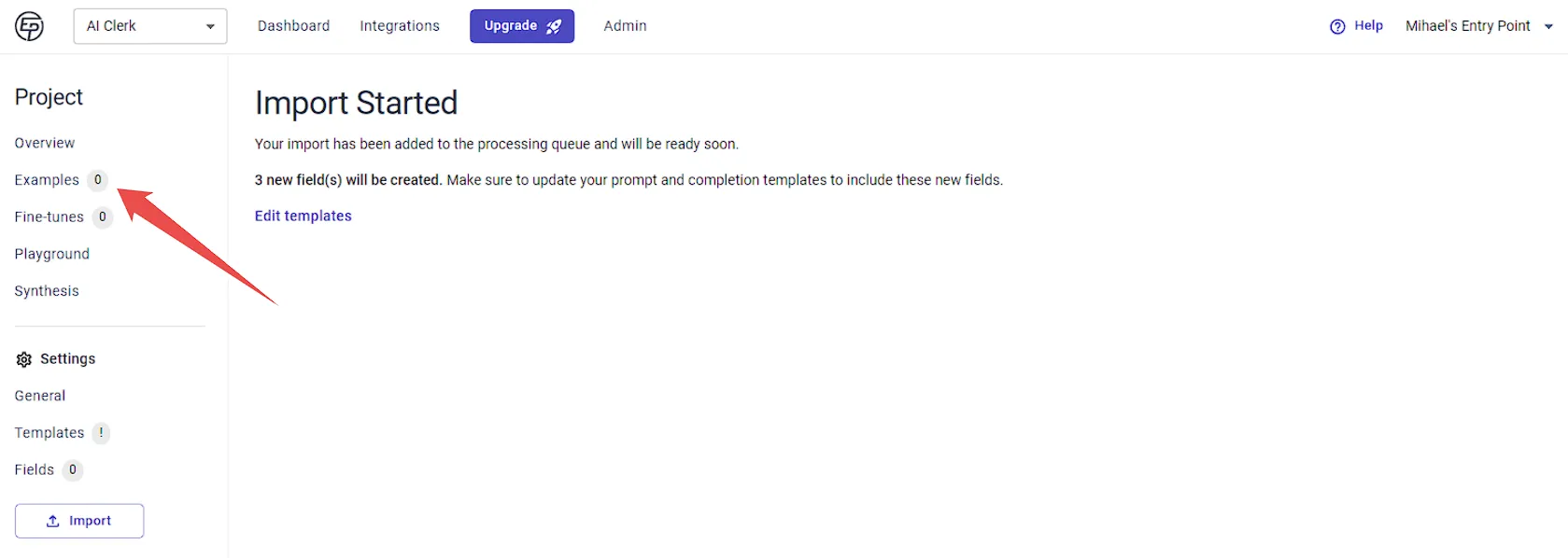 Example Count in Sidebar