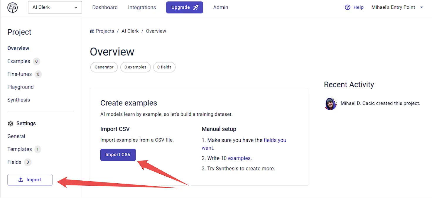 Import CSV for Fine-tuning