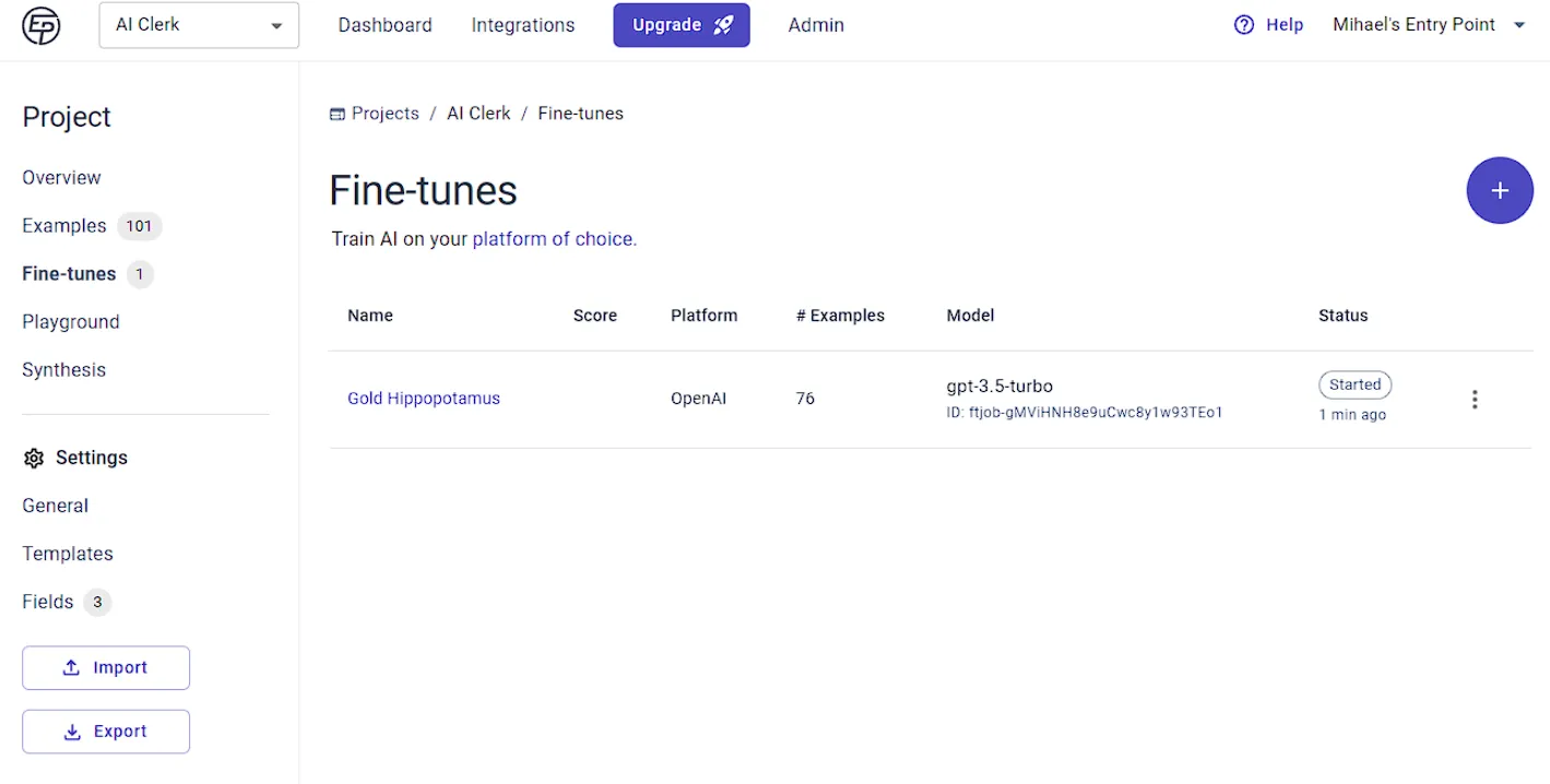 Fine-tuning Job Status: Started