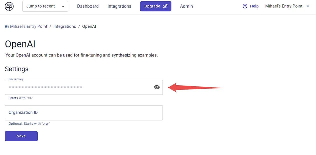 Paste API Key into Entry Point