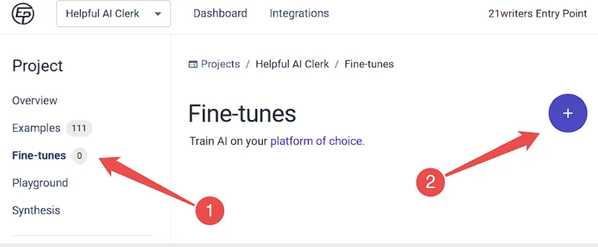 Starting a new fine-tune in Entry Point