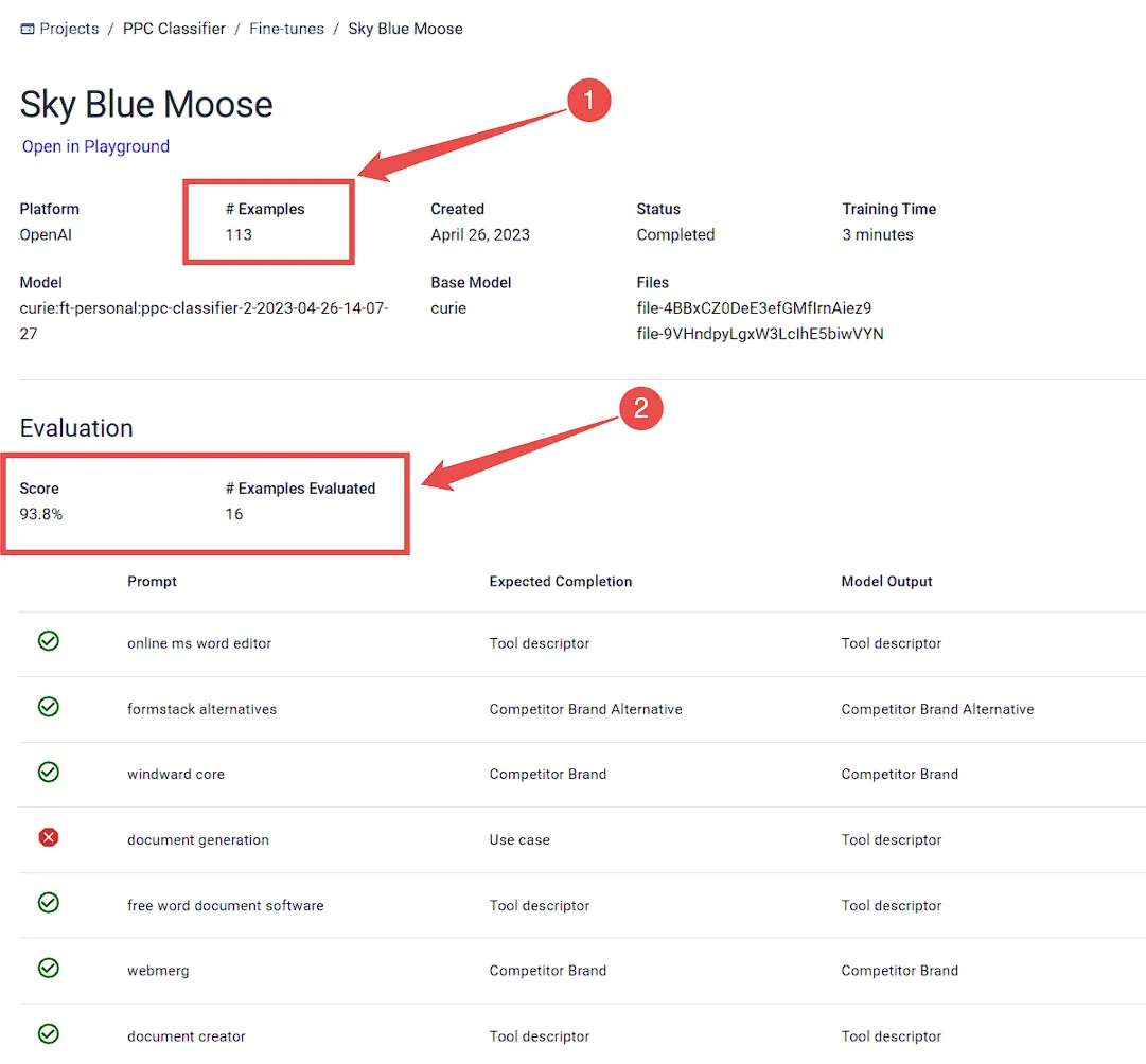 Fine-tune detail with validation score